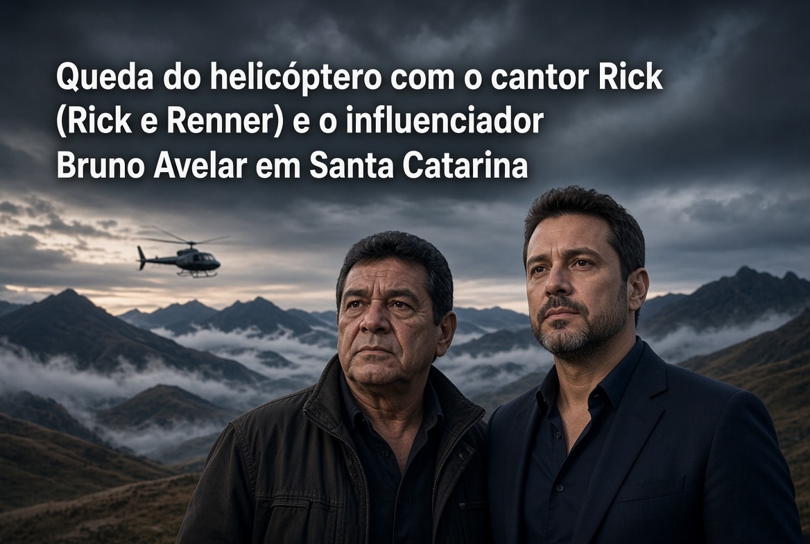 Queda de helicóptero mata Rick, da dupla Rick e Renner, e o empresário Bruno Avelar em Santa Catarina