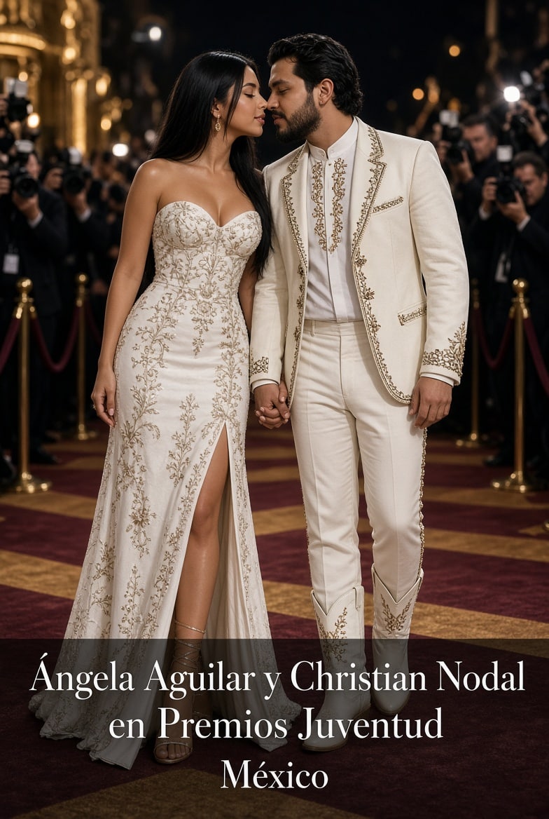 Ángela Aguilar y Christian Nodal en Premios Juventud 2026: looks a juego, premio y debate en redes