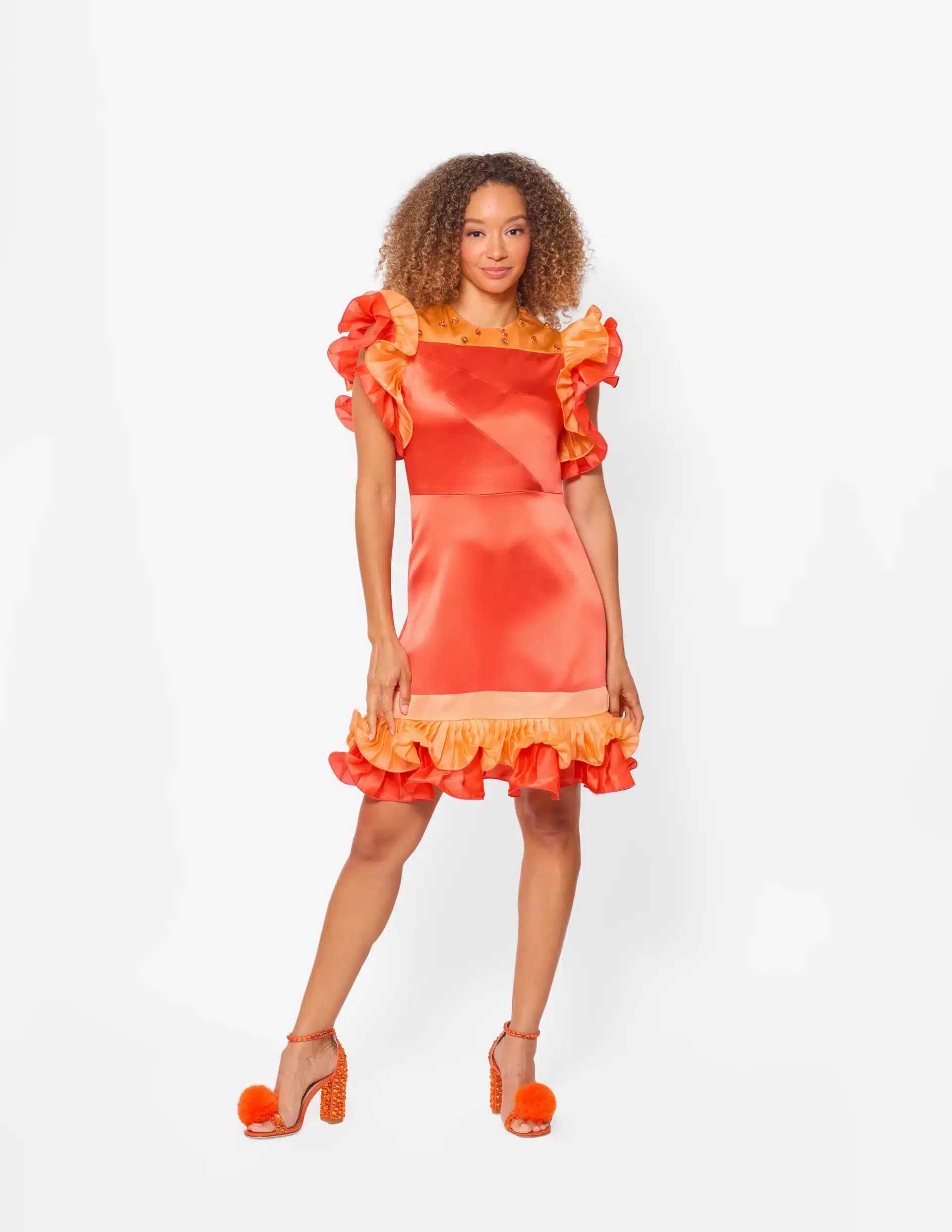 cathy-orange-pleated-mini-dress - Fashion Talk Today Cathy orange pleated mini dress